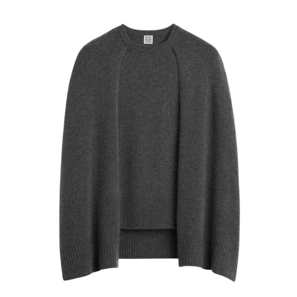Totême Crew cape knit dark grey in Dark grey melange - Knitwear - Scandinavian Minimalist Luxury at Coveti