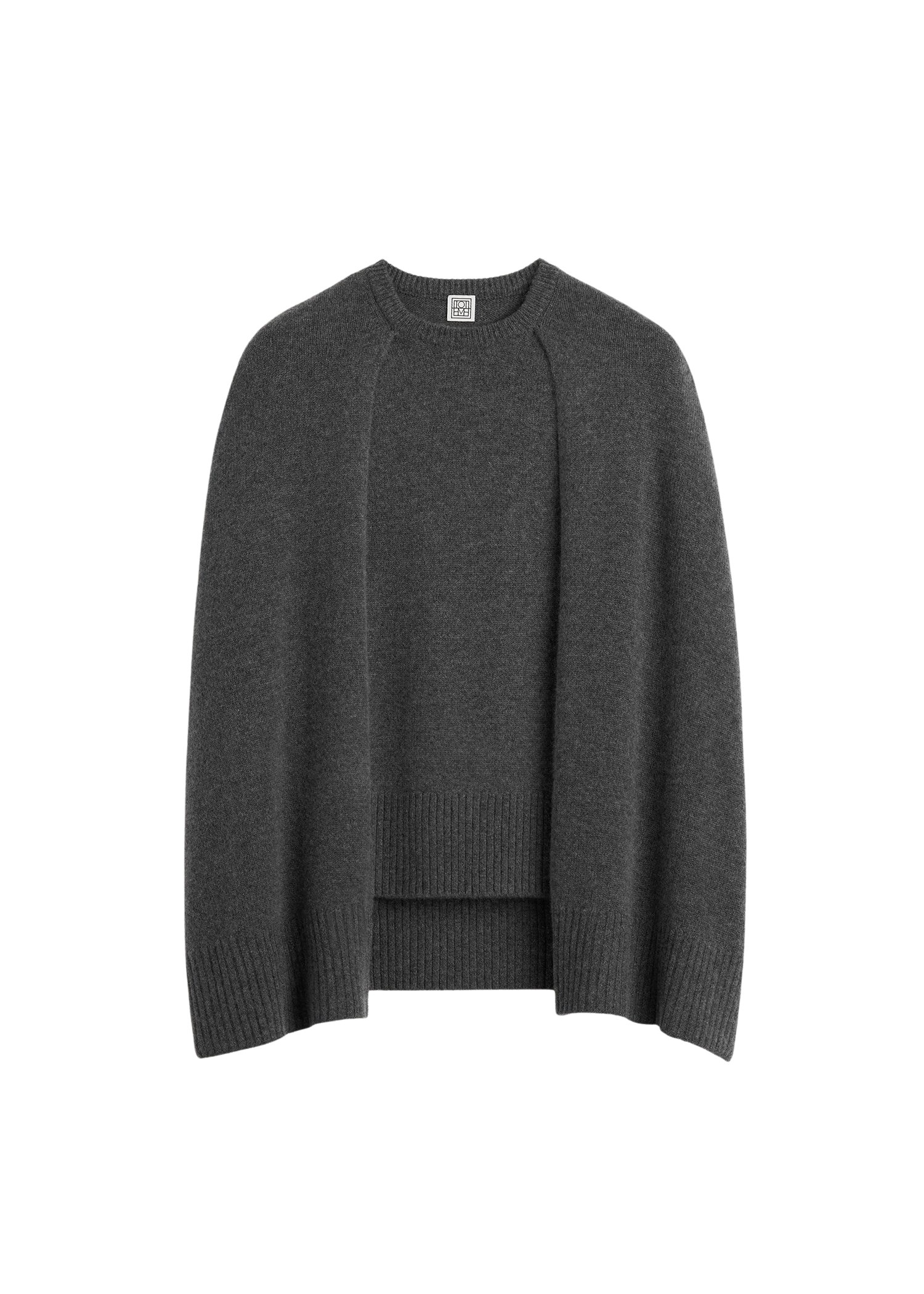 Totême Crew cape knit dark grey in Dark grey melange - Knitwear - Scandinavian Minimalist Luxury at Coveti