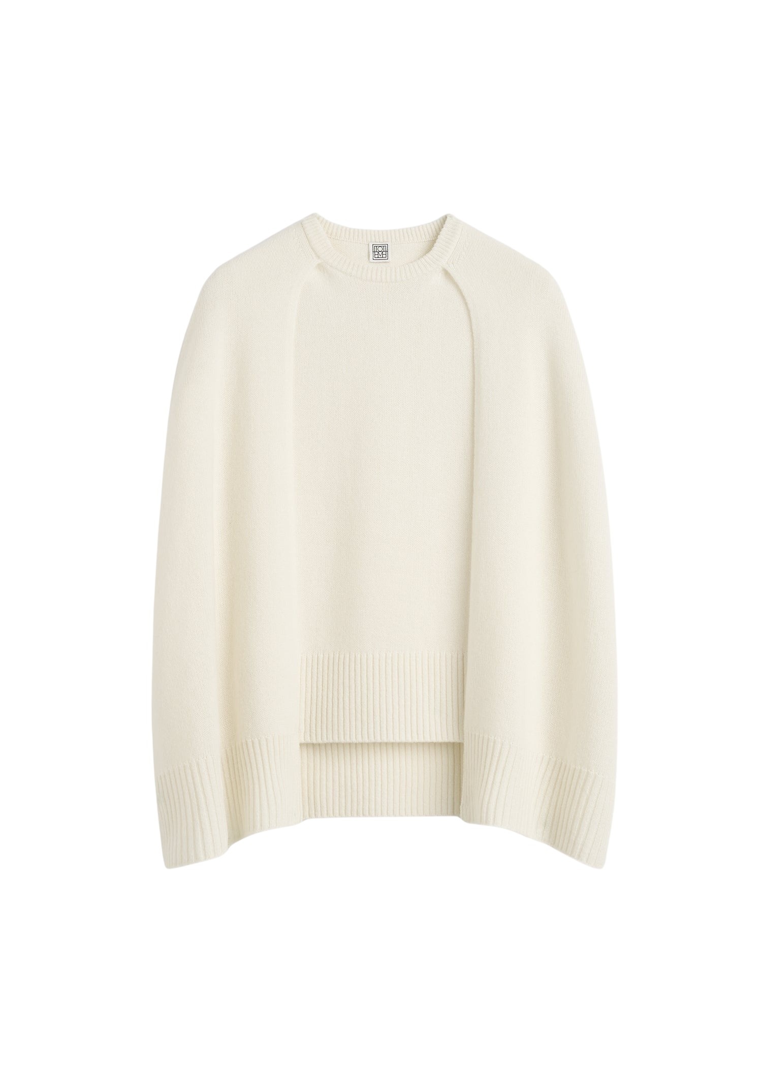 Totême Crew cape knit in Ecru - Knitwear - Scandinavian Minimalist Luxury at Coveti