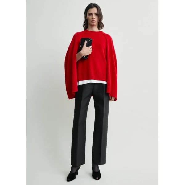 Totême Crew cape knit in Poppy - Knitwear - Scandinavian Minimalist Luxury at Coveti