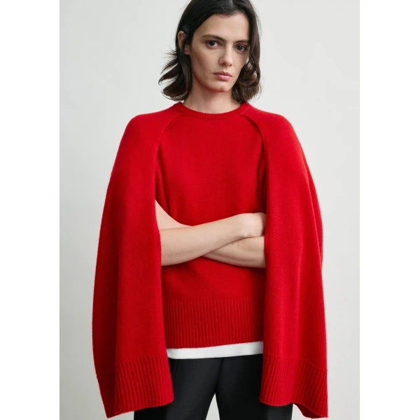Totême Crew cape knit in Poppy - Knitwear - Scandinavian Minimalist Luxury at Coveti