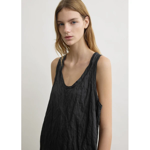 Totême Crinkled cotton tank dress in Black - Dresses - Scandinavian Minimalist Luxury at Coveti