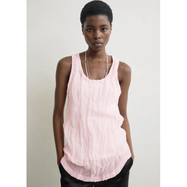 Totême Crinkled gauze tank in Bloom - Tops - Scandinavian Minimalist Luxury at Coveti