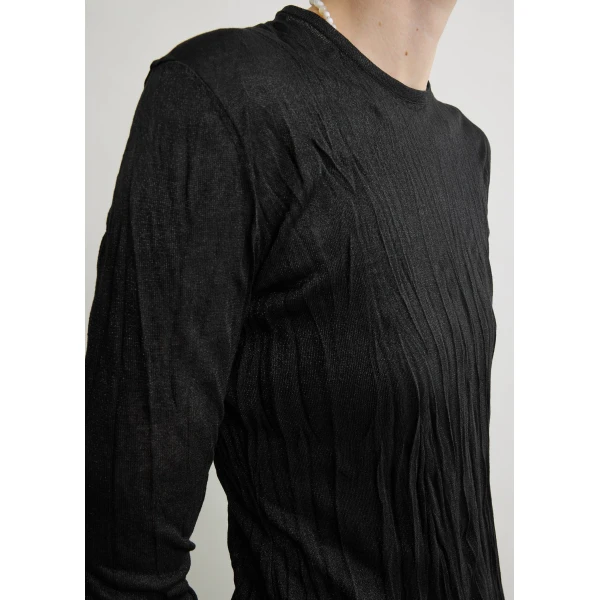 Totême Crinkled knit long-sleeve dress in Black - Dresses - Scandinavian Minimalist Luxury at Coveti