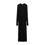 Totême Crinkled knit long-sleeve dress in Black - Dresses - Scandinavian Minimalist Luxury at Coveti