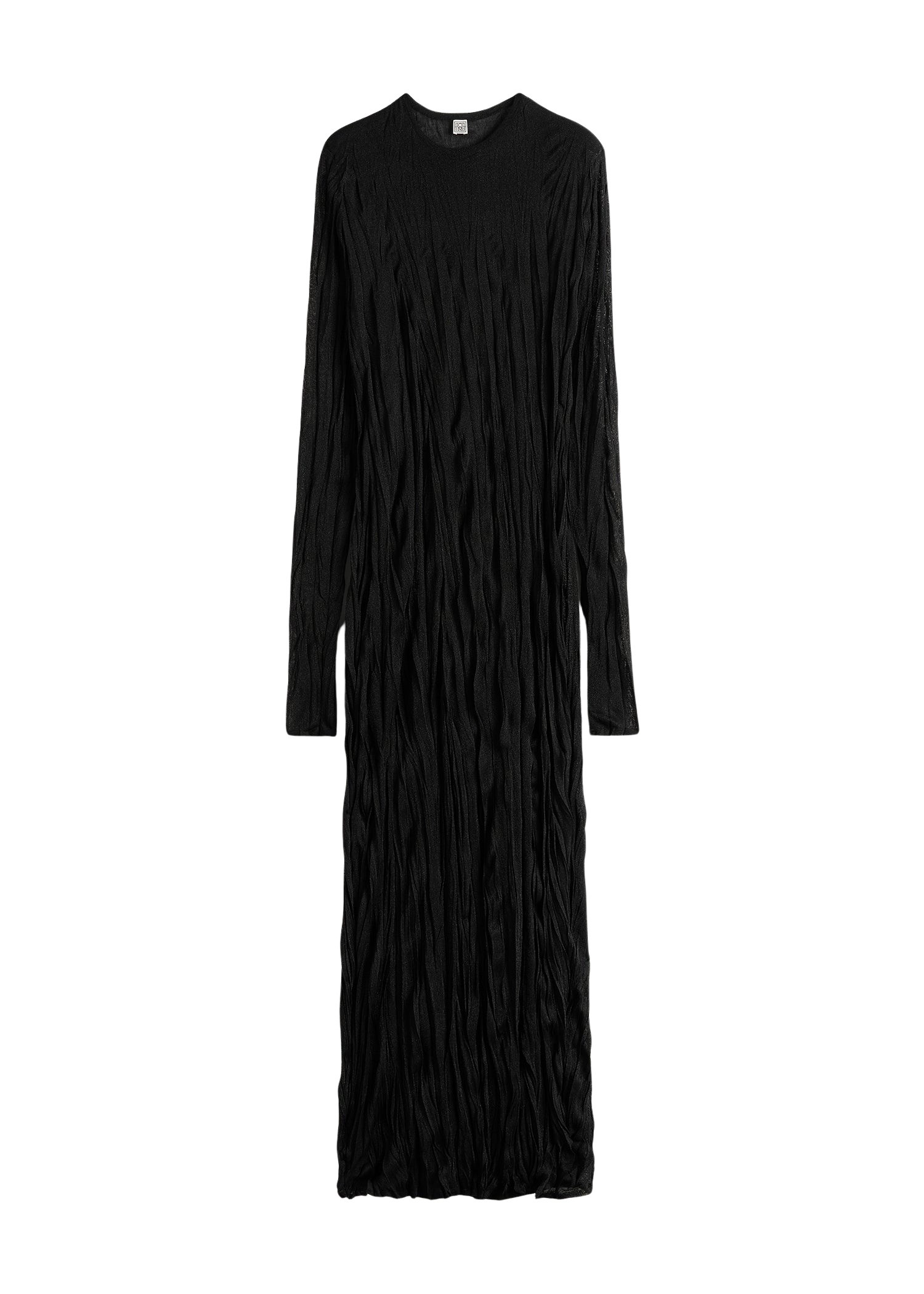 Totême Crinkled knit long-sleeve dress in Black - Dresses - Scandinavian Minimalist Luxury at Coveti