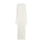 Totême Crinkled knit long-sleeve dress in White - Dresses - Scandinavian Minimalist Luxury at Coveti