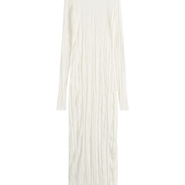 Totême Crinkled knit long-sleeve dress in White - Dresses - Scandinavian Minimalist Luxury at Coveti