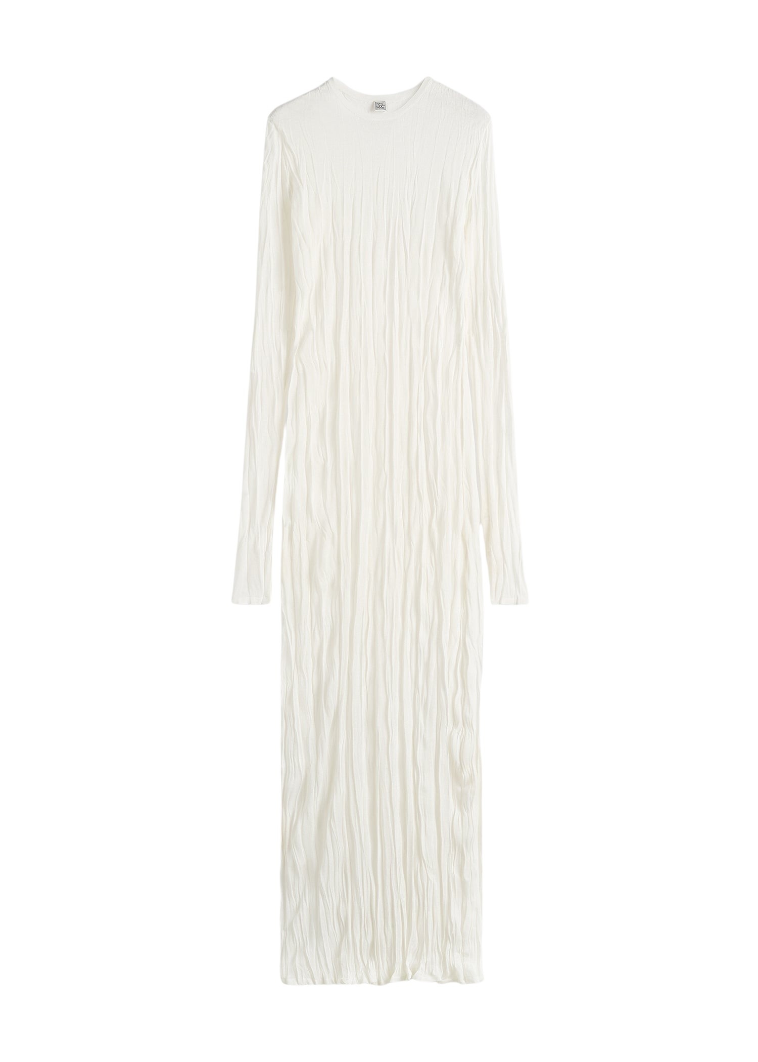 Totême Crinkled knit long-sleeve dress in White - Dresses - Scandinavian Minimalist Luxury at Coveti