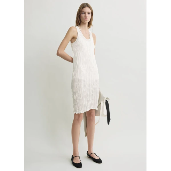 Totême Crinkled knit tank dress in White - Dresses - Scandinavian Minimalist Luxury at Coveti
