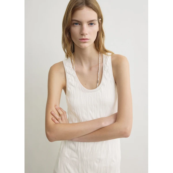 Totême Crinkled knit tank dress in White - Dresses - Scandinavian Minimalist Luxury at Coveti