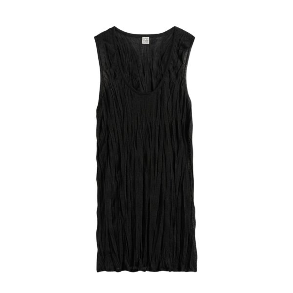 Totême Crinkled knit tank in Black - Knitwear - Scandinavian Minimalist Luxury at Coveti