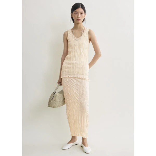 Totême Crinkled knit tank in Pale apricot - Knitwear - Scandinavian Minimalist Luxury at Coveti
