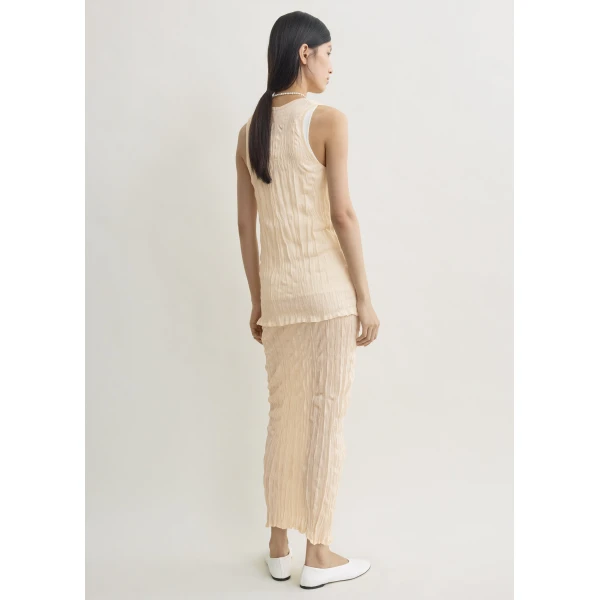 Totême Crinkled knit tank in Pale apricot - Knitwear - Scandinavian Minimalist Luxury at Coveti