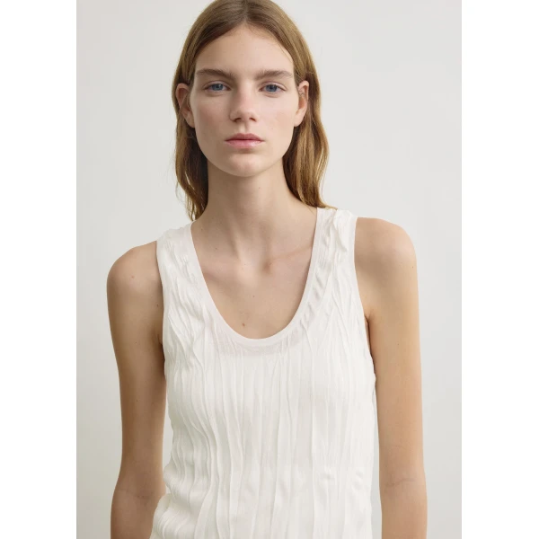 Totême Crinkled knit tank in White - Knitwear - Scandinavian Minimalist Luxury at Coveti