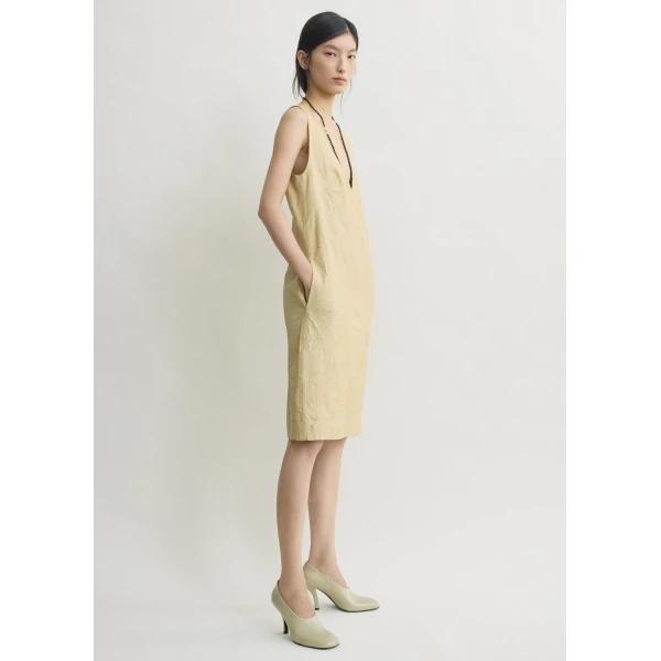 Totême Crinkled leather dress in Champagne - Dresses - Scandinavian Minimalist Luxury at Coveti