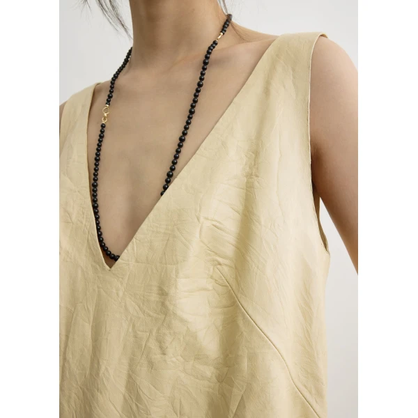 Totême Crinkled leather dress in Champagne - Dresses - Scandinavian Minimalist Luxury at Coveti