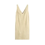 Totême Crinkled leather dress in Champagne - Dresses - Scandinavian Minimalist Luxury at Coveti