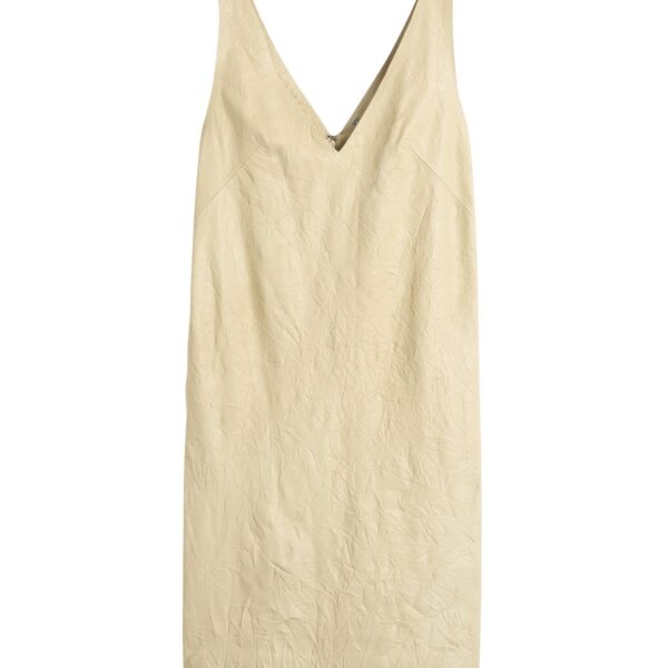 Totême Crinkled leather dress in Champagne - Dresses - Scandinavian Minimalist Luxury at Coveti
