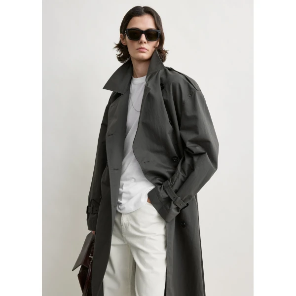 Totême Crisp summer trench in Taupe - Coats - Scandinavian Minimalist Luxury at Coveti