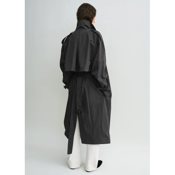 Totême Crisp summer trench in Washed black - Coats - Scandinavian Minimalist Luxury at Coveti