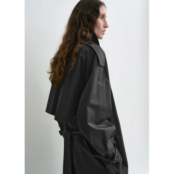 Totême Crisp summer trench in Washed black - Coats - Scandinavian Minimalist Luxury at Coveti