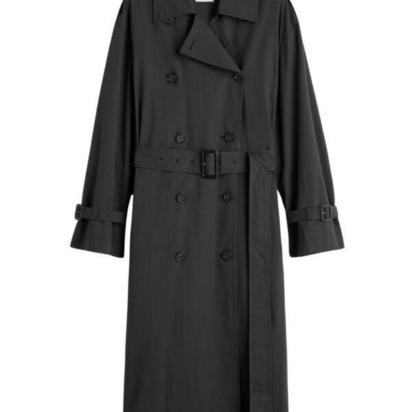 Totême Crisp summer trench in Washed black - Coats - Scandinavian Minimalist Luxury at Coveti