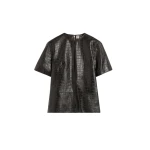 Totême Croco-embossed tee in Dark brown - Tops - Scandinavian Minimalist Luxury at Coveti