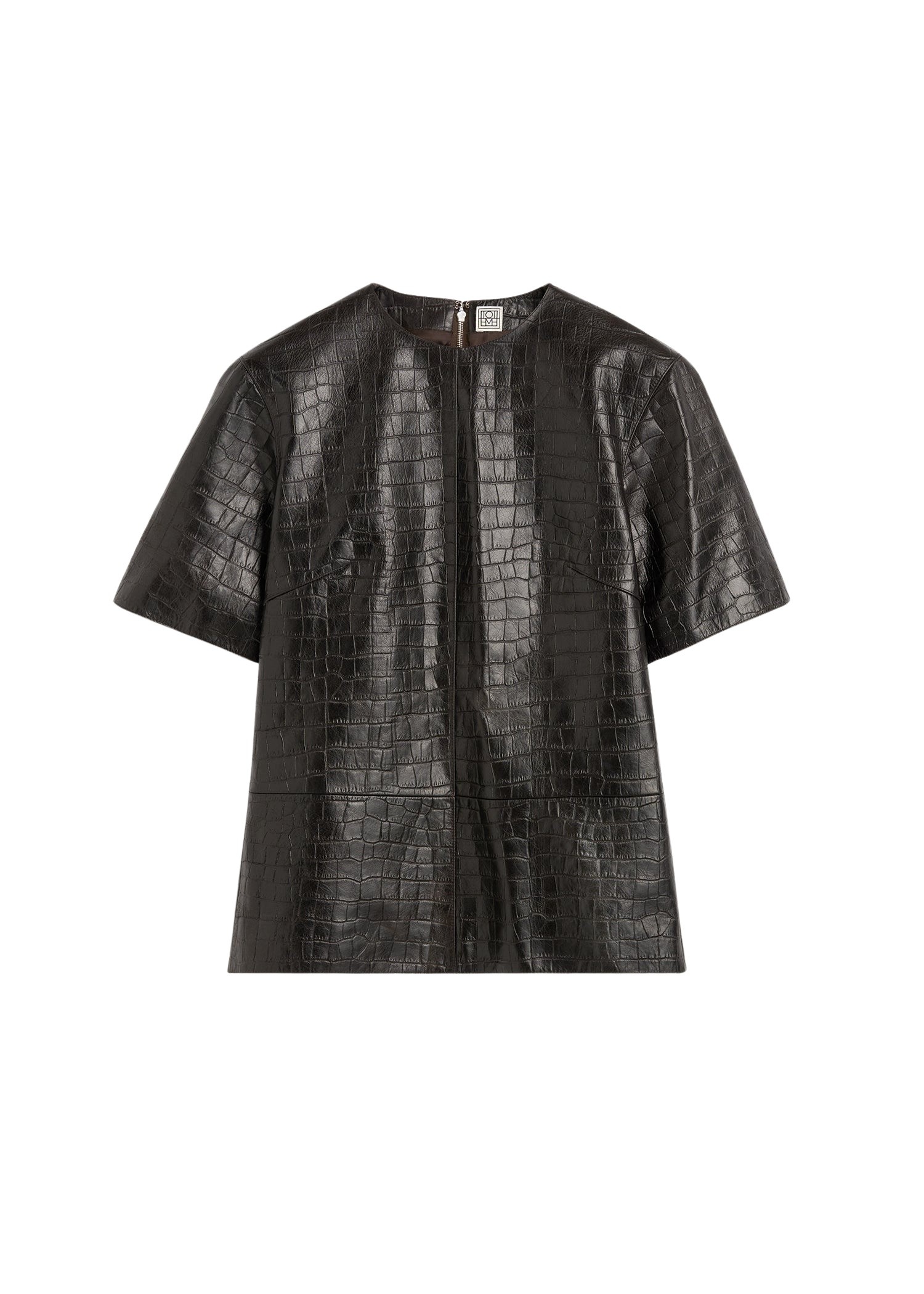 Toteme Croco-embossed tee in Dark brown Top
