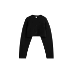 Totême Cropped oversized cardigan in Black - Knitwear - Scandinavian Minimalist Luxury at Coveti