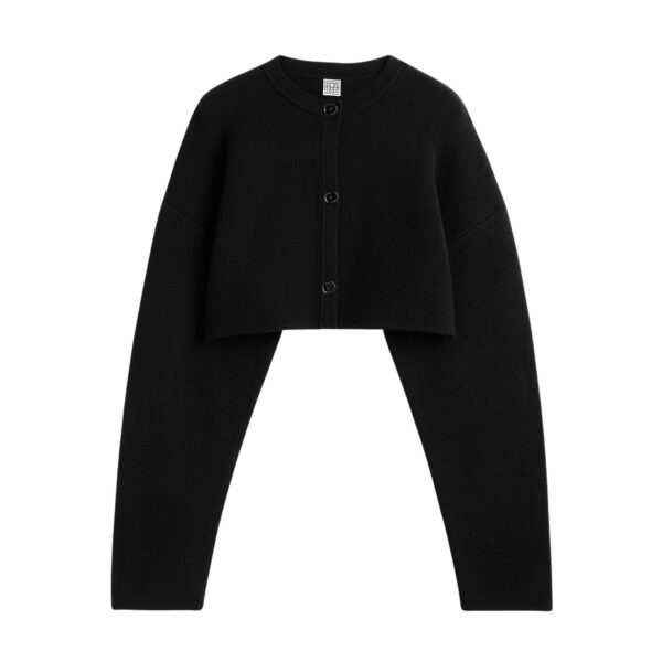 Totême Cropped oversized cardigan in Black - Knitwear - Scandinavian Minimalist Luxury at Coveti