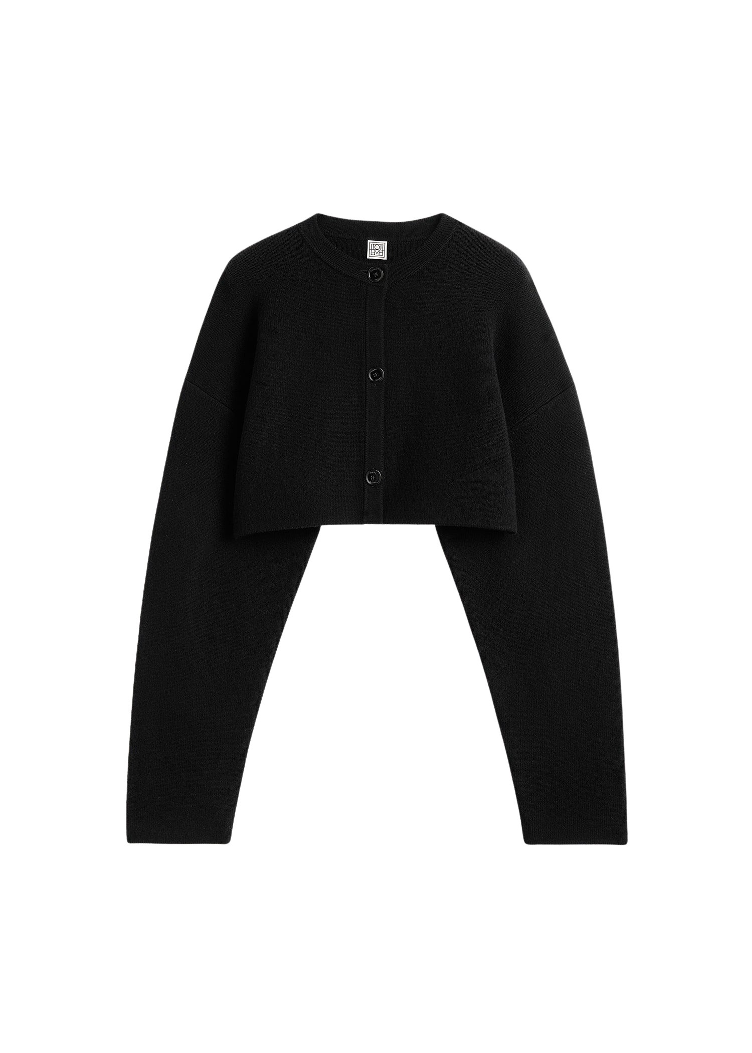 Totême Cropped oversized cardigan in Black - Knitwear - Scandinavian Minimalist Luxury at Coveti