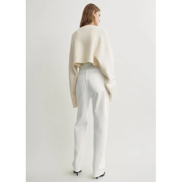 Totême Cropped oversized cardigan in Milk - Knitwear - Scandinavian Minimalist Luxury at Coveti