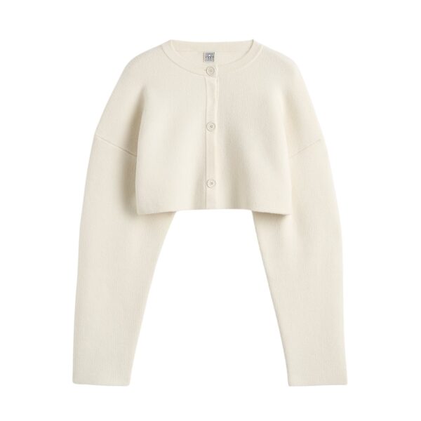 Totême Cropped oversized cardigan in Milk - Knitwear - Scandinavian Minimalist Luxury at Coveti