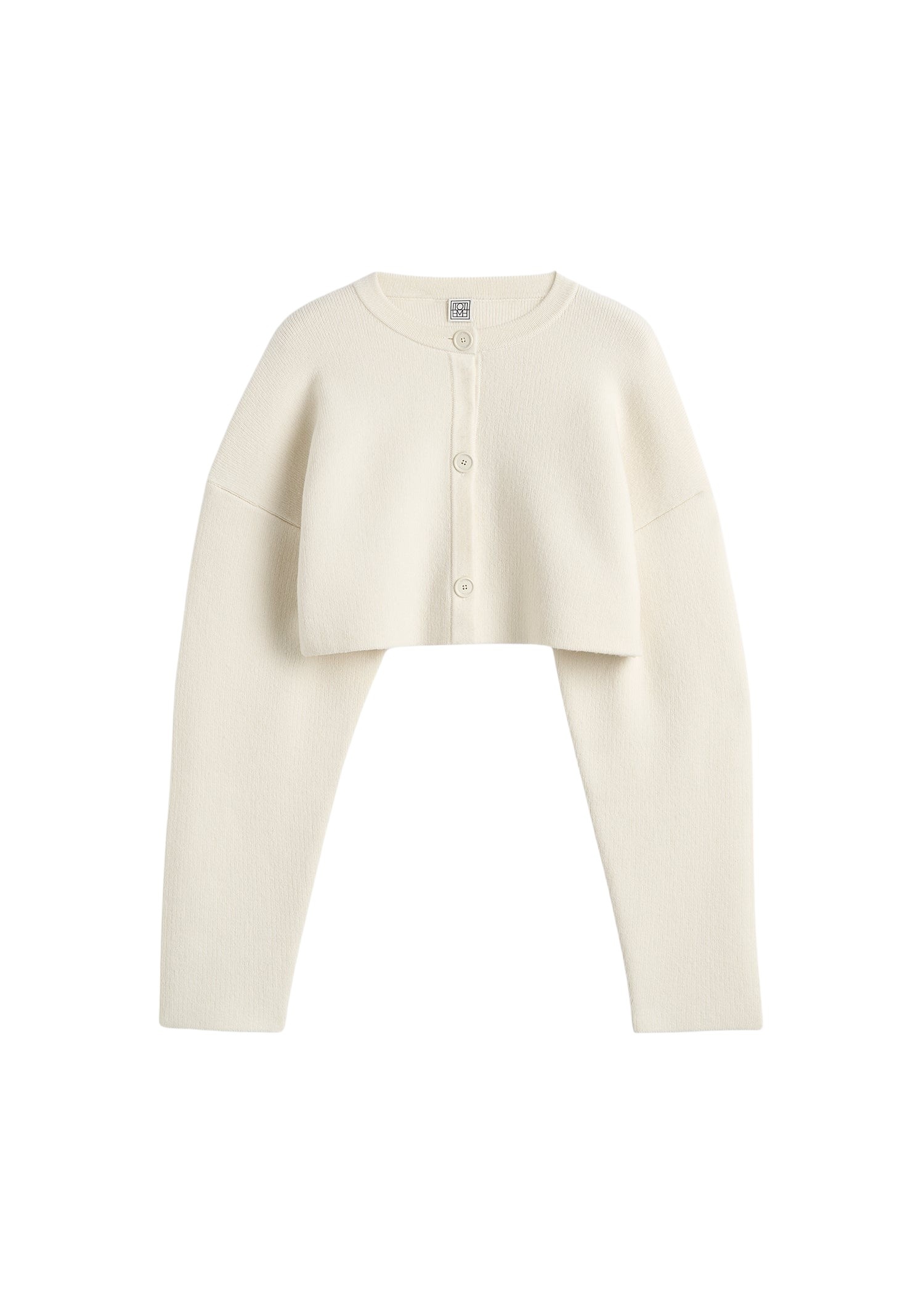 Totême Cropped oversized cardigan in Milk - Knitwear - Scandinavian Minimalist Luxury at Coveti