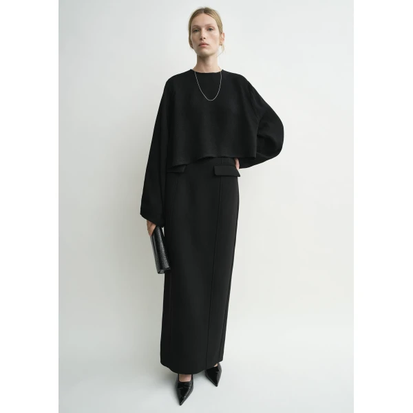 Totême Cropped sablé blouse in Black - Tops - Scandinavian Minimalist Luxury at Coveti