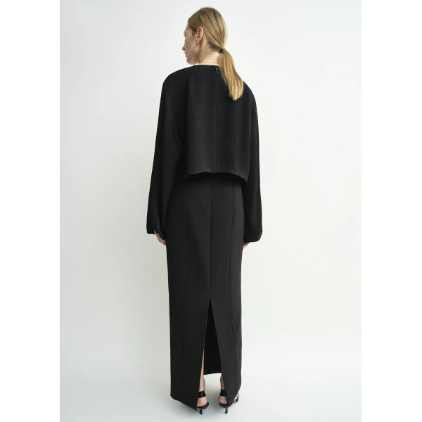 Totême Cropped sablé blouse in Black - Tops - Scandinavian Minimalist Luxury at Coveti