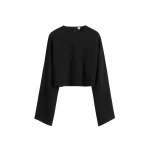 Totême Cropped sablé blouse in Black - Tops - Scandinavian Minimalist Luxury at Coveti