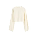 Totême Cropped sablé blouse in Macadamia - Tops - Scandinavian Minimalist Luxury at Coveti