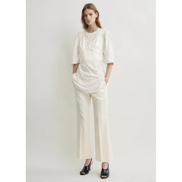 Totême Cropped satin camisole in Off-white - Tops - Scandinavian Minimalist Luxury at Coveti