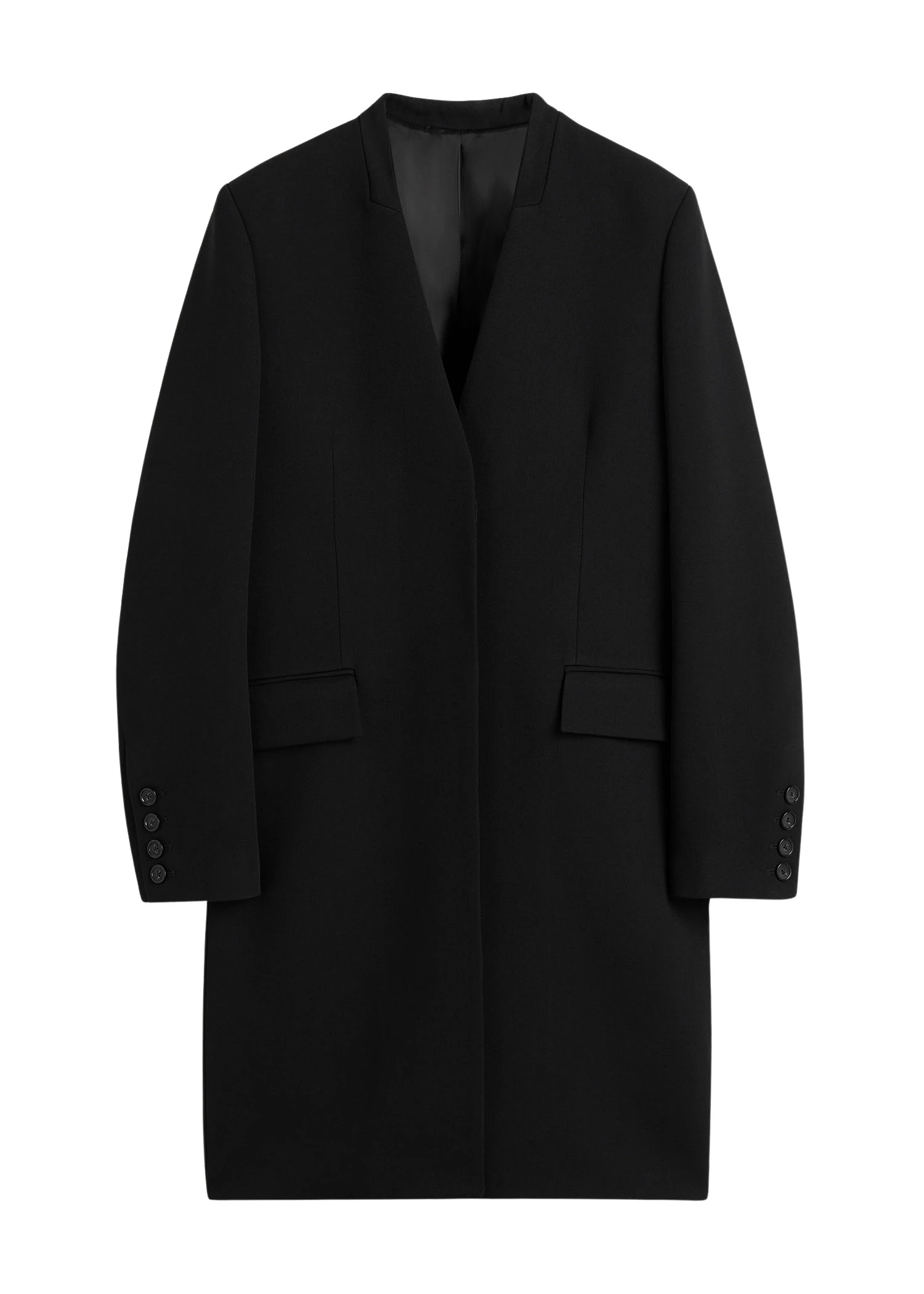 Toteme-Deep-pleat-coat-in-Black78158_nobg Totême Deep pleat coat in Black - Coats - Scandinavian Minimalist Luxury at Coveti