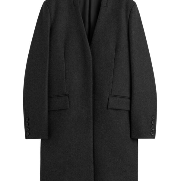 Totême Deep pleat coat in Charcoal melange - Coats - Scandinavian Minimalist Luxury at Coveti