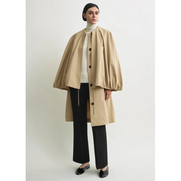 Totême Detachable cape coat in Beige - Coats - Scandinavian Minimalist Luxury at Coveti