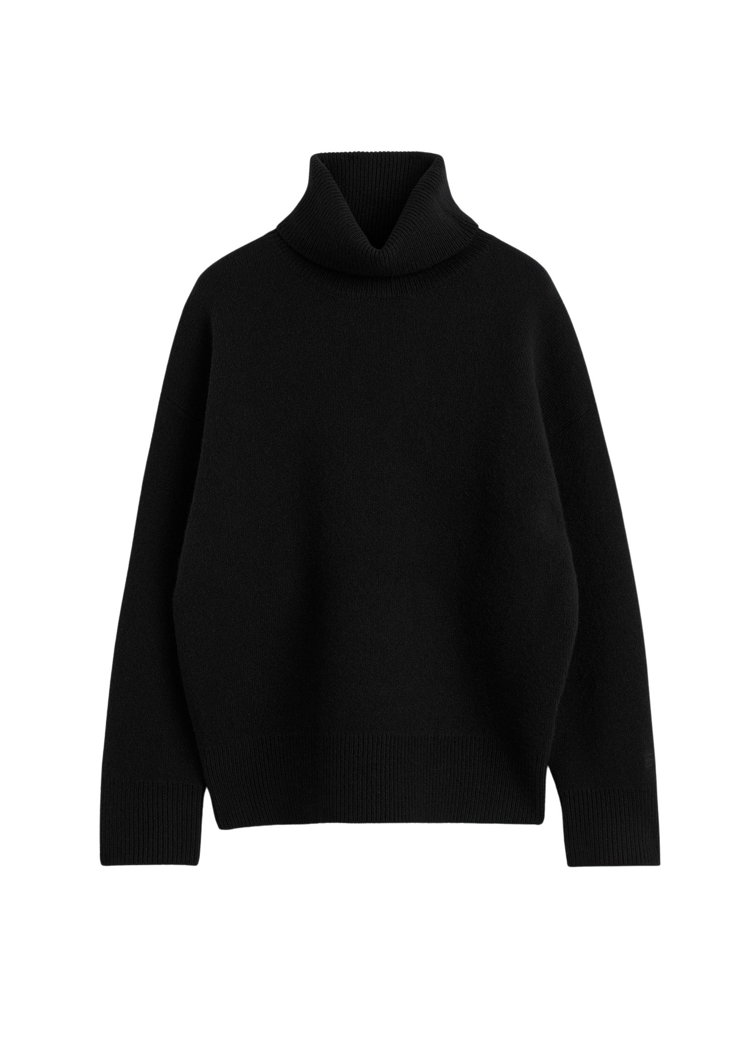 Totême Double-knit turtleneck in Black - Knitwear - Scandinavian Minimalist Luxury at Coveti
