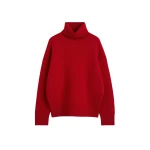 Totême Double-knit turtleneck in Poppy - Knitwear - Scandinavian Minimalist Luxury at Coveti
