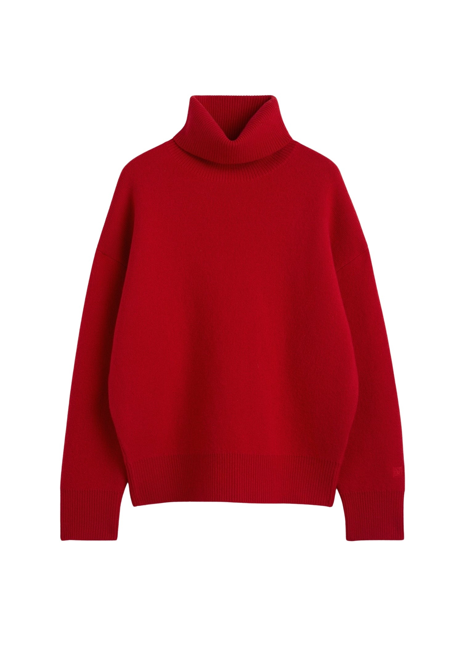 Totême Double-knit turtleneck in Poppy - Knitwear - Scandinavian Minimalist Luxury at Coveti