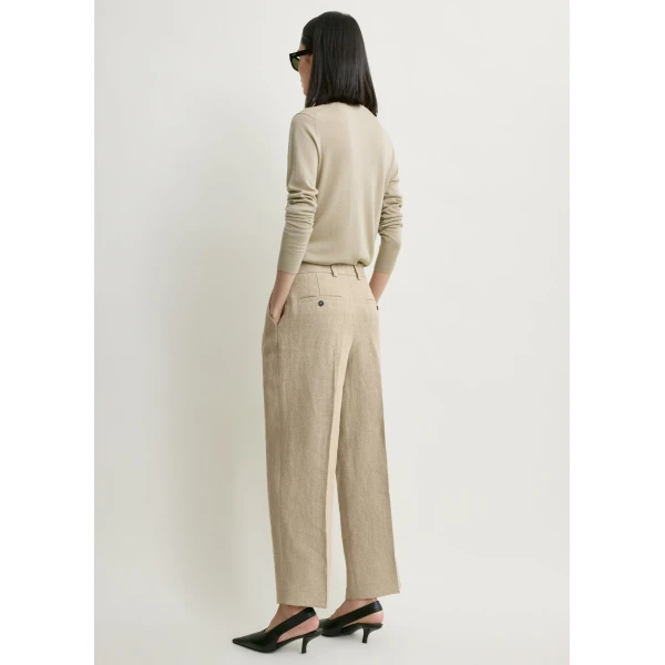 Totême Double-pleat cropped linen trousers in Beige - Pants - Scandinavian Minimalist Luxury at Coveti