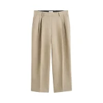 Totême Double-pleat cropped linen trousers in Beige - Pants - Scandinavian Minimalist Luxury at Coveti