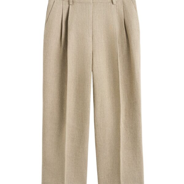 Totême Double-pleat cropped linen trousers in Beige - Pants - Scandinavian Minimalist Luxury at Coveti