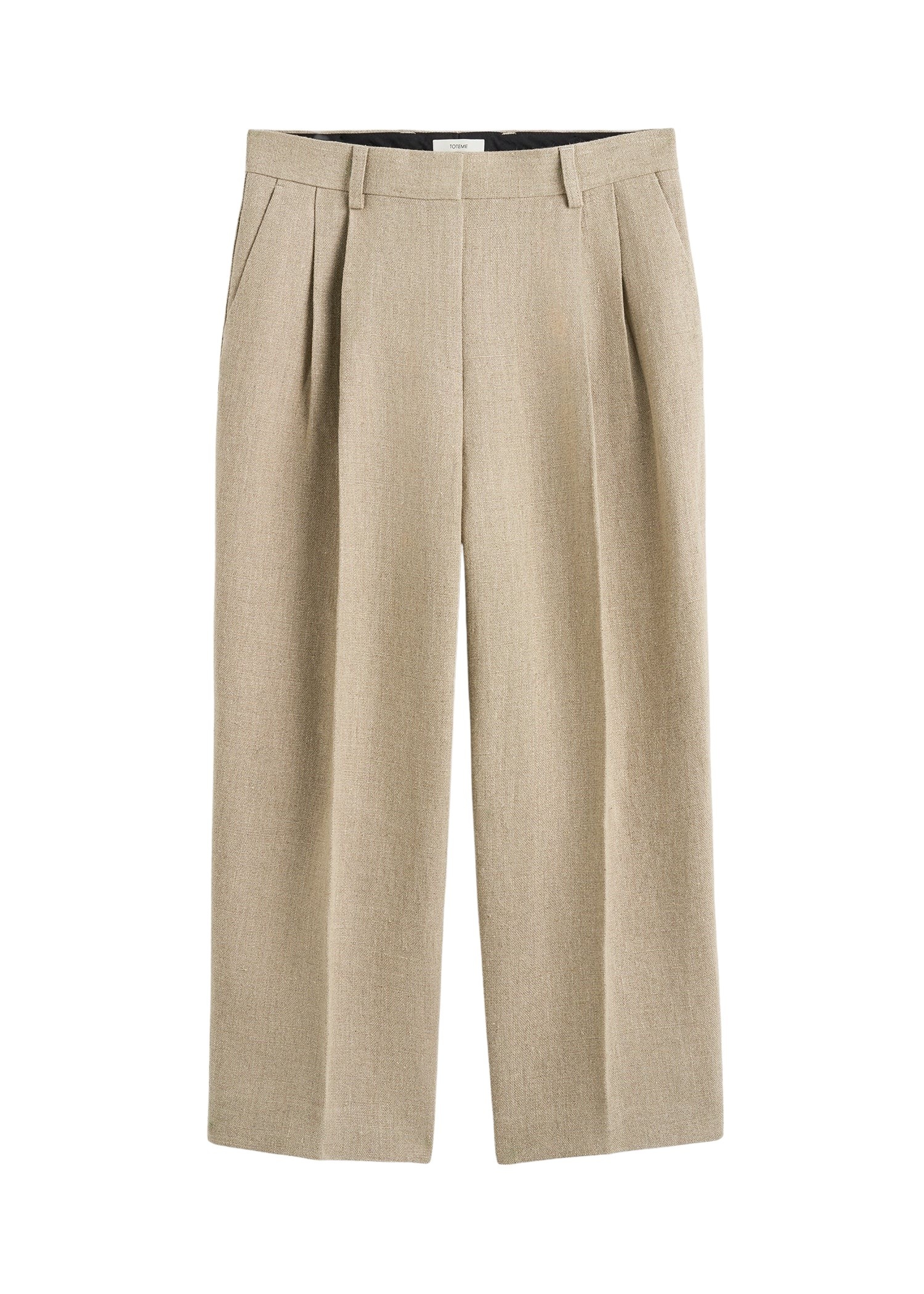 Toteme Double-pleat cropped linen trousers in Beige